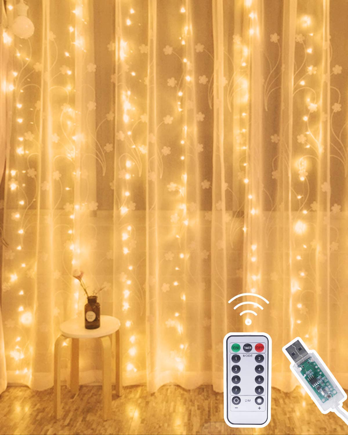 Curtain Lights 3 * 3m 300LED-Warm White
