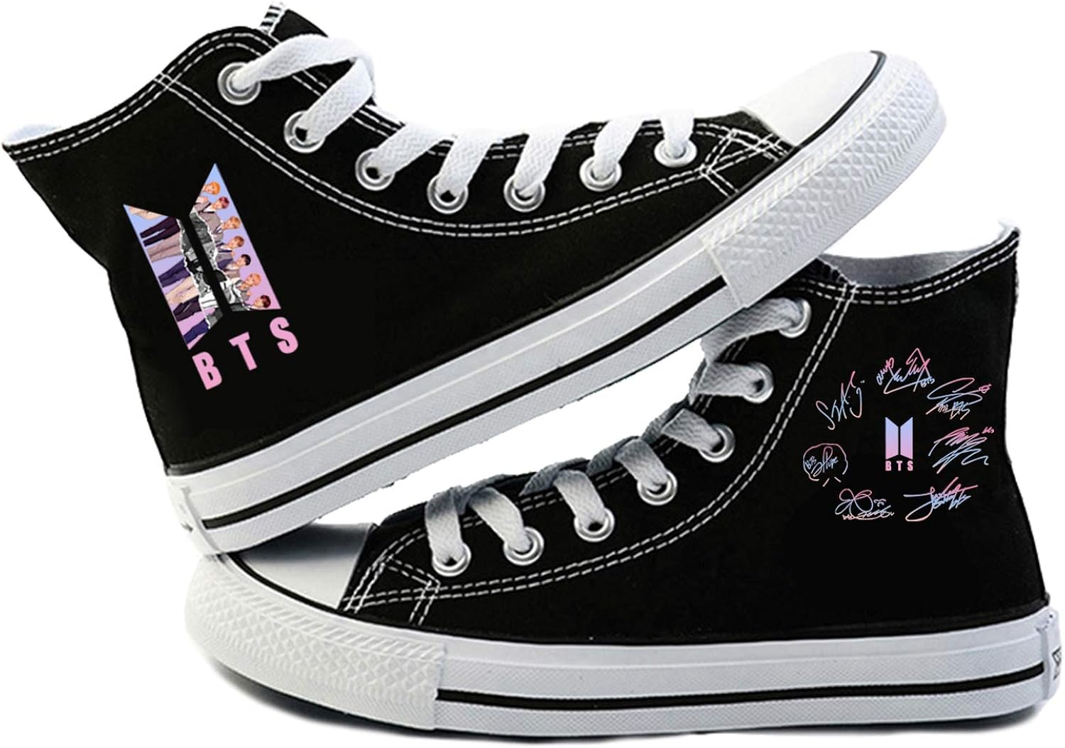 DHSPKN Kpop Shoes High Top Sneakers Jungkook Jimin Suga V Rap Monster Signature Canvas Shoes : Clothing