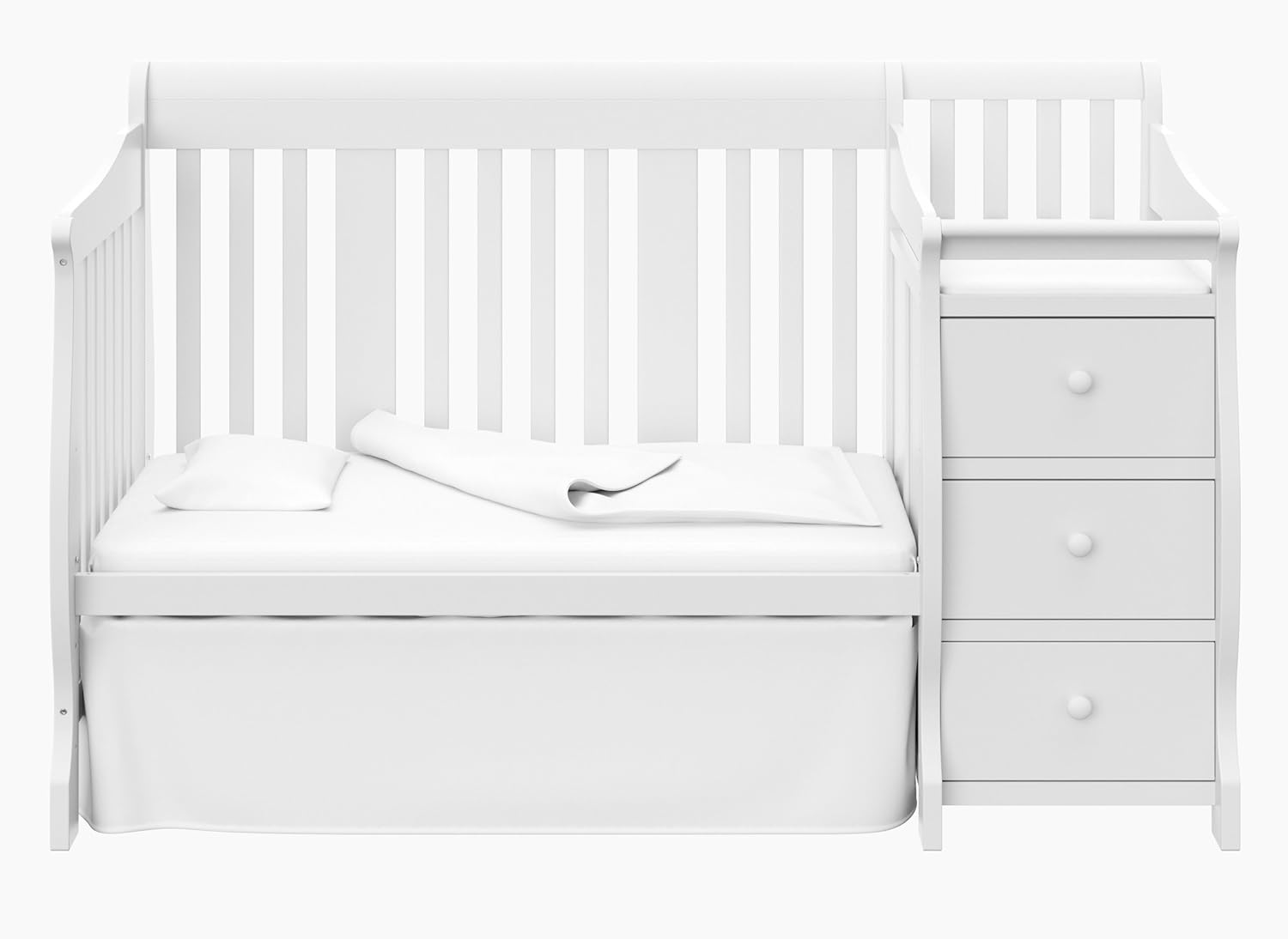 Storkcraft Portofino 4 in 1 Fixed Side Convertible Crib Changer, White