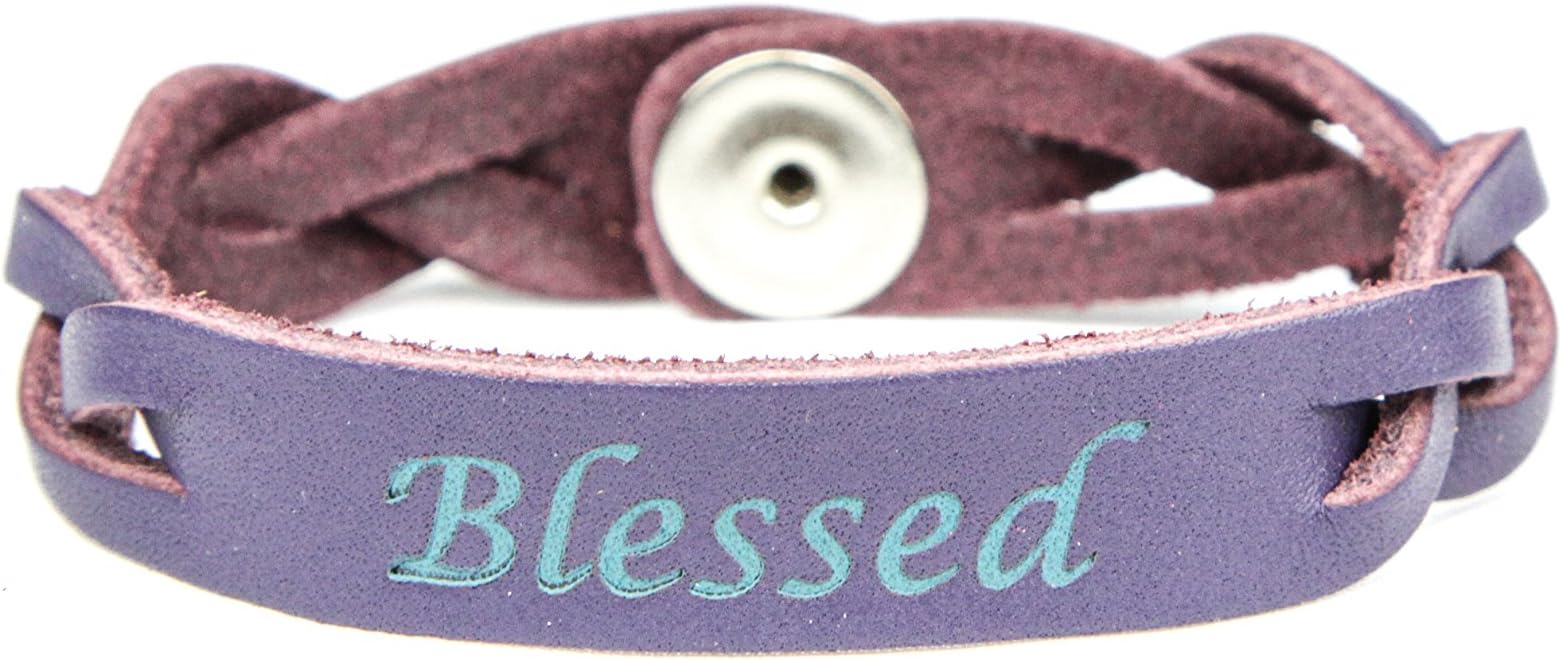 Leather Essential Oil Diffuser Bracelet BLESSED (Large, Purple)