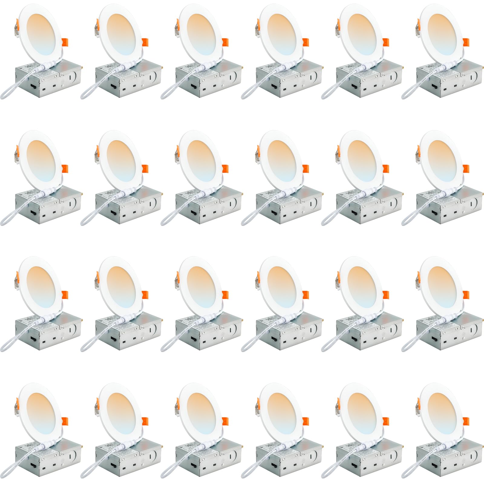 Photo 1 of DLLT LED Recessed Ceiling Light: 24 Pack 4 Inch Recessed Lighting for Kitchen - 5CCT Dimmable Canless Wafer Downlight for Living Room - 900LM Brightness 9W LED Can Lights for Bedroom ETL FCC