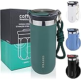 Disoza Green Stainless Steel Reusable Coffee Cup with Lid 17 Oz Travel Coffee Mug Insulated Spill Proo Reusable Coffee Mug For Hot and Iced Cold Drinks