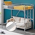 VINGLI Twin Loft Bed with Stairs Flat Steps for Kids, Adults Single Bed Space Saver Metal Loft, No Box Spring Required, Gray