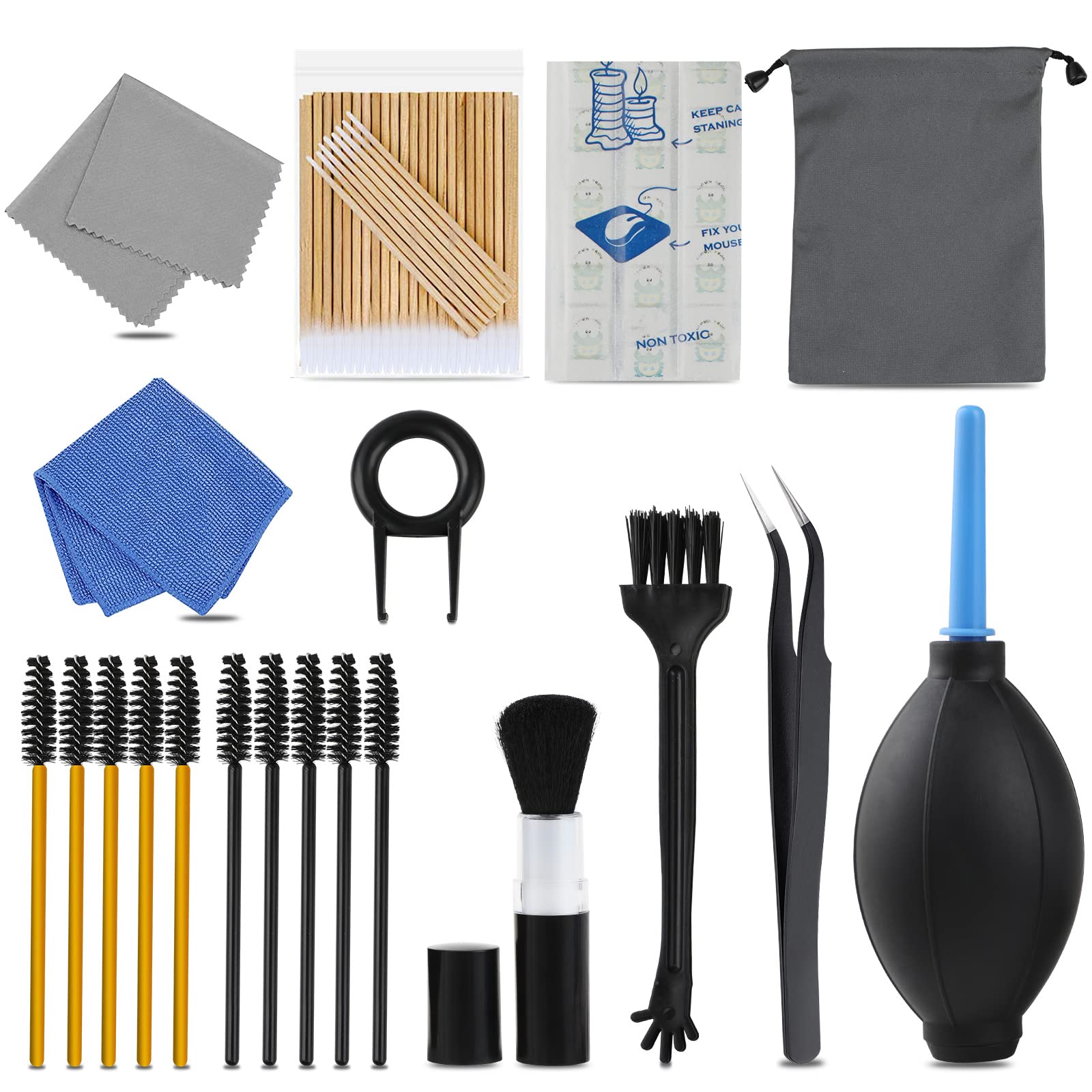 Bigqin 12 in 1 Professional Camera Cleaning Kit 142 Pcs for DSLR Camera Lens Sensor Care Cleaning Tools and Accessories, Cleaning Cloth, Air Blower, Lens Brush, Cleaning Swabs, Tweezers etc.
