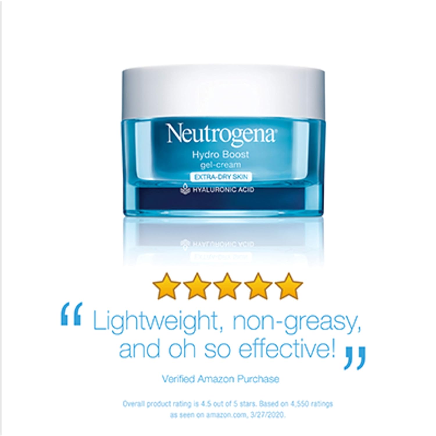 Neutrogena Hydro Boost Hyaluronic Acid Hydrating Gel-Cream Face Moisturizer to Hydrate & Smooth Extra-Dry Skin, Oil-Free, Fragrance-Free, Non-Comedogenic & Dye-Free Face Lotion, 1.7 oz: Beauty