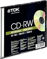 TDK T18791 CD-RW 700MB 80min 4X-12X Speed ReWritable Disc - 5 Pack Slim Jewel view 2