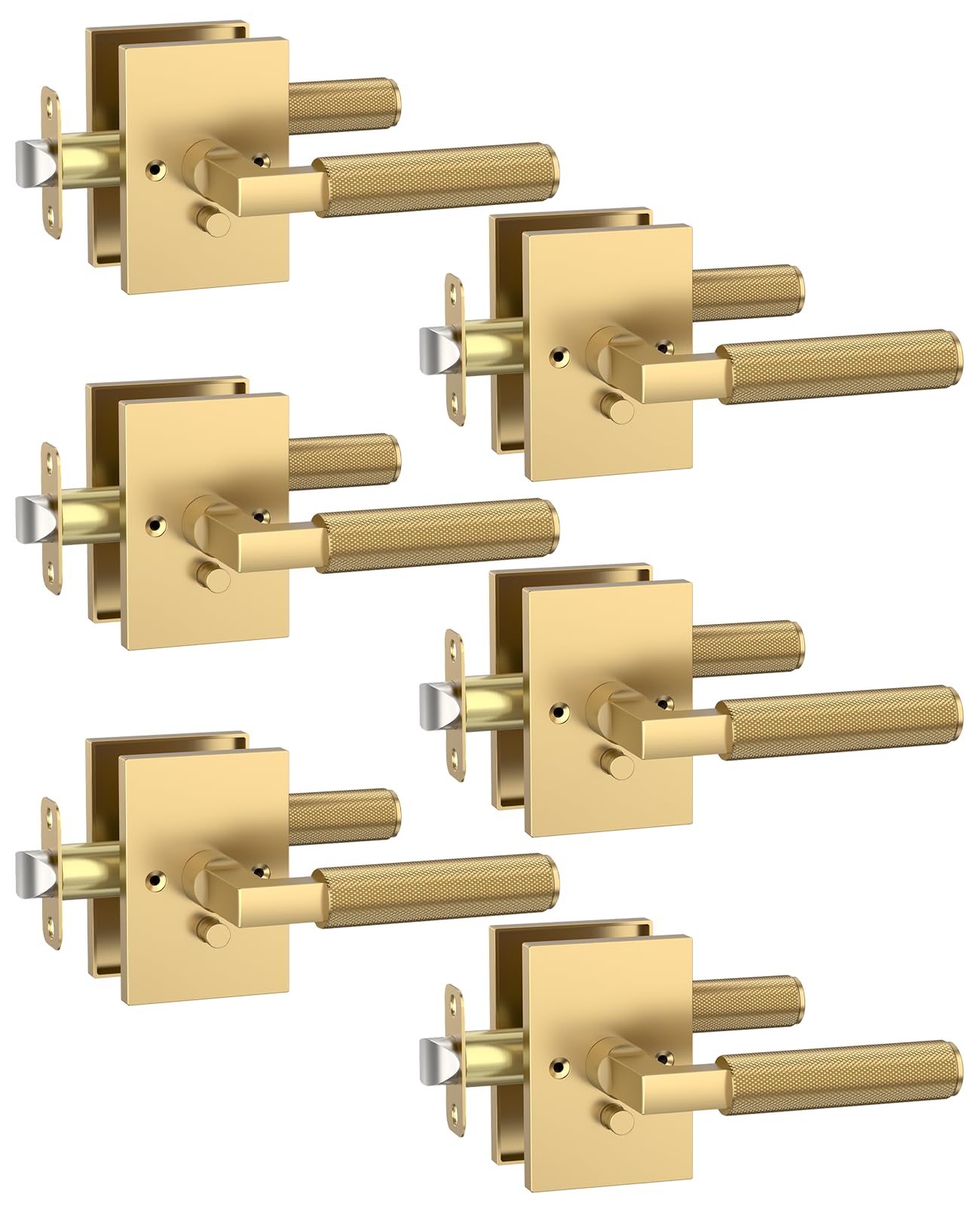 Photo 1 of Asidrama 6 Pack Champagne Bronze Privacy Door Handles, Door Lever with Door Knobs Indoor for Bedroom or Bathroom, Heavy Duty Door Handles Interior with Locks for Left Right Sided Doors