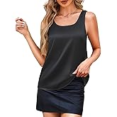 ADORPOP Silk Camisole Tops for Women - Satin Scoop Neck Tank Summer Shirts Sleeveless Basic Blouse Dressy Casual
