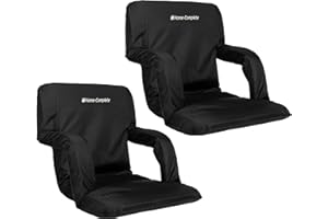 Stadium Seat Chair Bleacher Cushions with Padded Back Support, Armrests, 6 Reclining Positions and Portable Carry Straps by Home-Complete