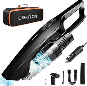 CHERYLON Car Vacuum, Portable Car Vacuum Cleaner High Power 150W/8000Pa,16.4-Foot Cable,12-Volt Wet/Dry Handheld Vacuum Cleaner for Car Detailing and Cleaning Car Interior