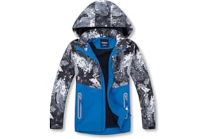 MGEOY Boys Girls Rain Jacket Lightweight Waterproof Hooded Fleece Lined Raincoat Windbreakers for Kids