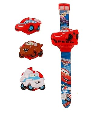 Rvold Pixar Cars Character Digital Multicolour Dial Kids Watch with 3 Additional Top Screen Design