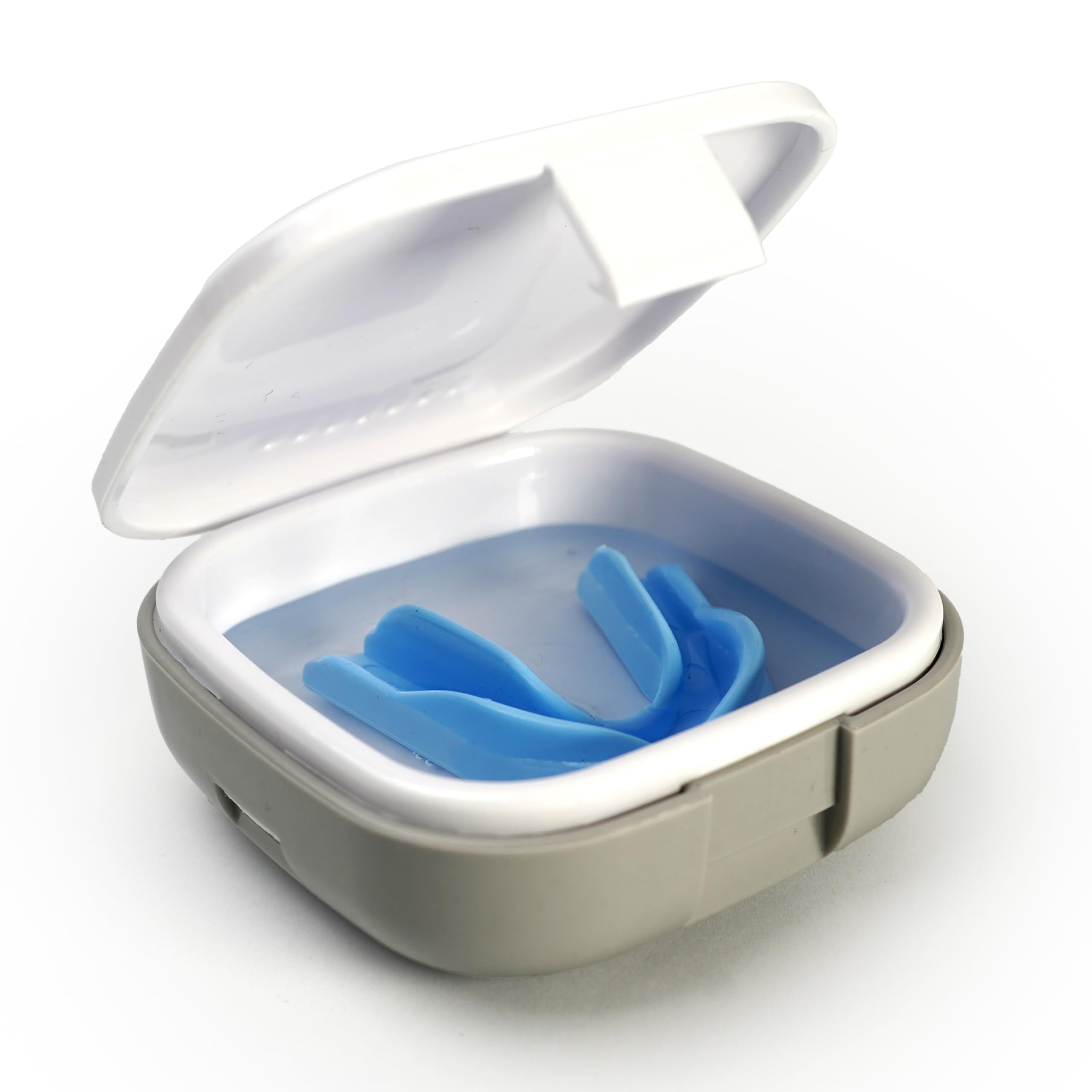 encase Dental Retainer Case with Dental Bath – Dual Purpose Hygienic Denture Case for Storage and Immersion of Mouthguards, Ortho Retainers + Dental Appliances (Grey)