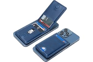 KIHUWEY for MagSafe Wallet Card Holder with Magnetic, Mag Safe Leather Detachable Kickstand RFID Wallet for iPhone 16/15/14/13/12 Pro Max Plus Not for iPhone 13/12 mini (Blue)
