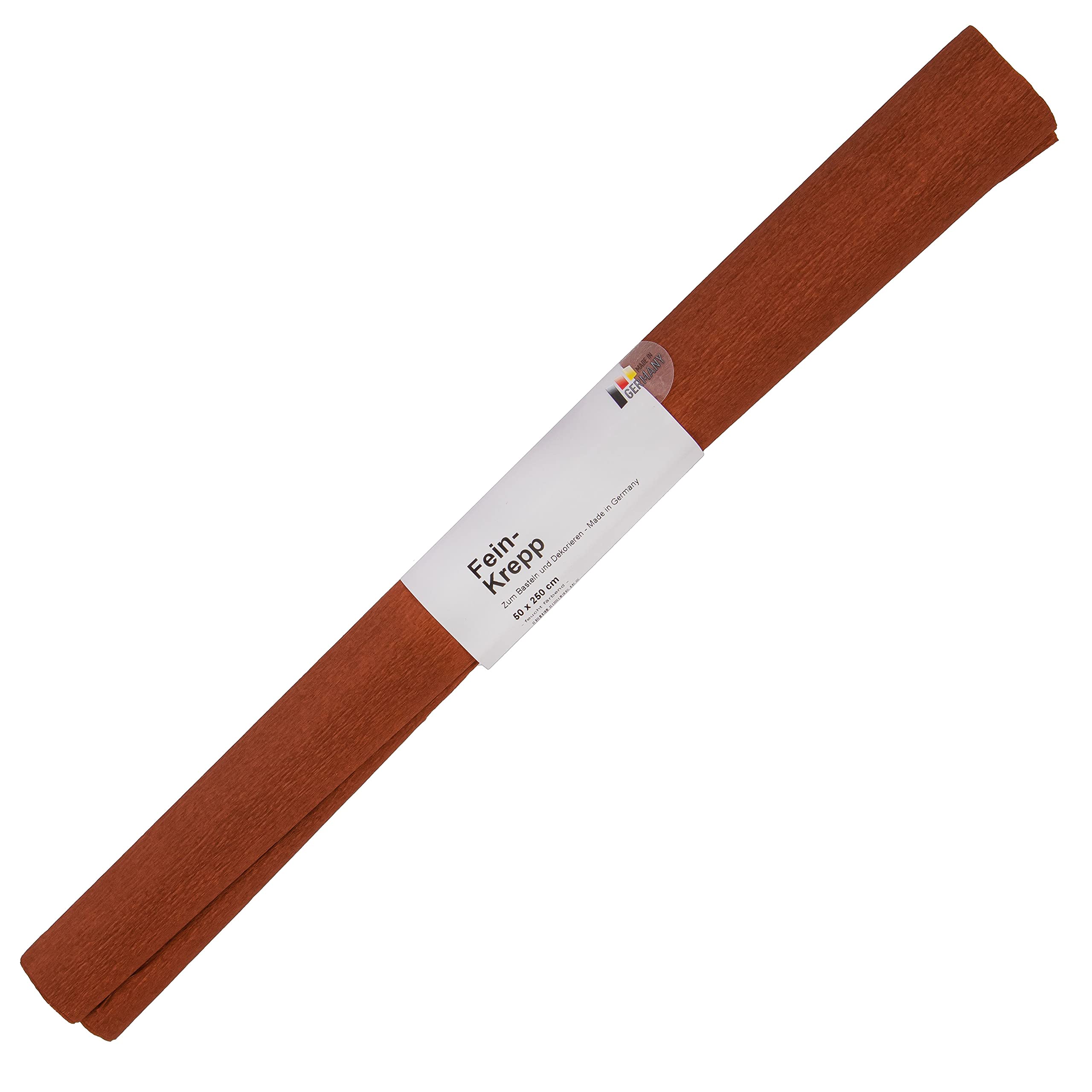 folia 820161 - Crepe Paper, 10 Rolls in Chestnut Brown, Each Roll Approx. 50 x 250 cm, 32 g/m², Very Elastic and Thin Paper, with an Uneven and Rough Surface