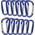 XIECHANEE 3" Aluminum Carabiner Clips, 12PCS D Ring Shape Keychain Carabiners Hook Buckle