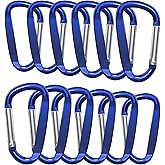 XIECHANEE 3" Aluminum Carabiner Clips, 12PCS D Ring Shape Keychain Carabiners Hook Buckle