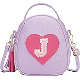 KKXIU Purse Gifts for Girls Cute Little Girl Crossbody Bag Heart Kids Small Backpack with Tassel (Purple-J)