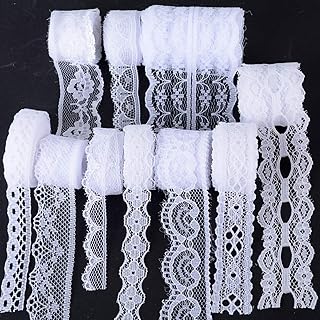 50m / 10 Muster spitzenbordüre vintage band spitze spitzenband weiß borte spitzenborte bordüre spitzenstoff dekoband zierband für Hochzeit Party Ostern Weihnachten