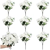 JJUNW 8 Bundles White Peonies Artificial Flowers, White Fake Peonies Silk Flowers with Stems Bulk Bouquet Reusable Realistic for Vase Floral Arrangements Wedding Table Decoration
