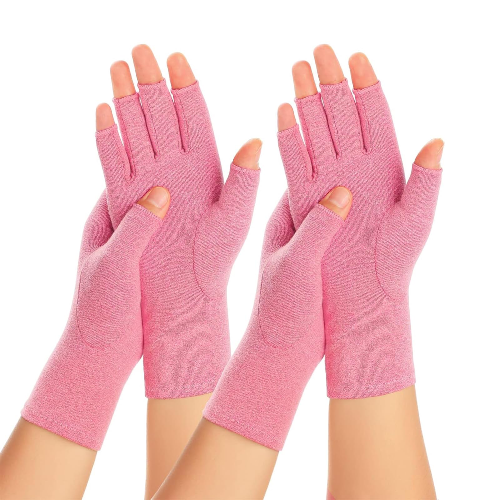 SUPERFA 2 Pairs Compression Gloves for Women and Men, Bamboo Arthritis Fingerless Gloves for Pain Relief