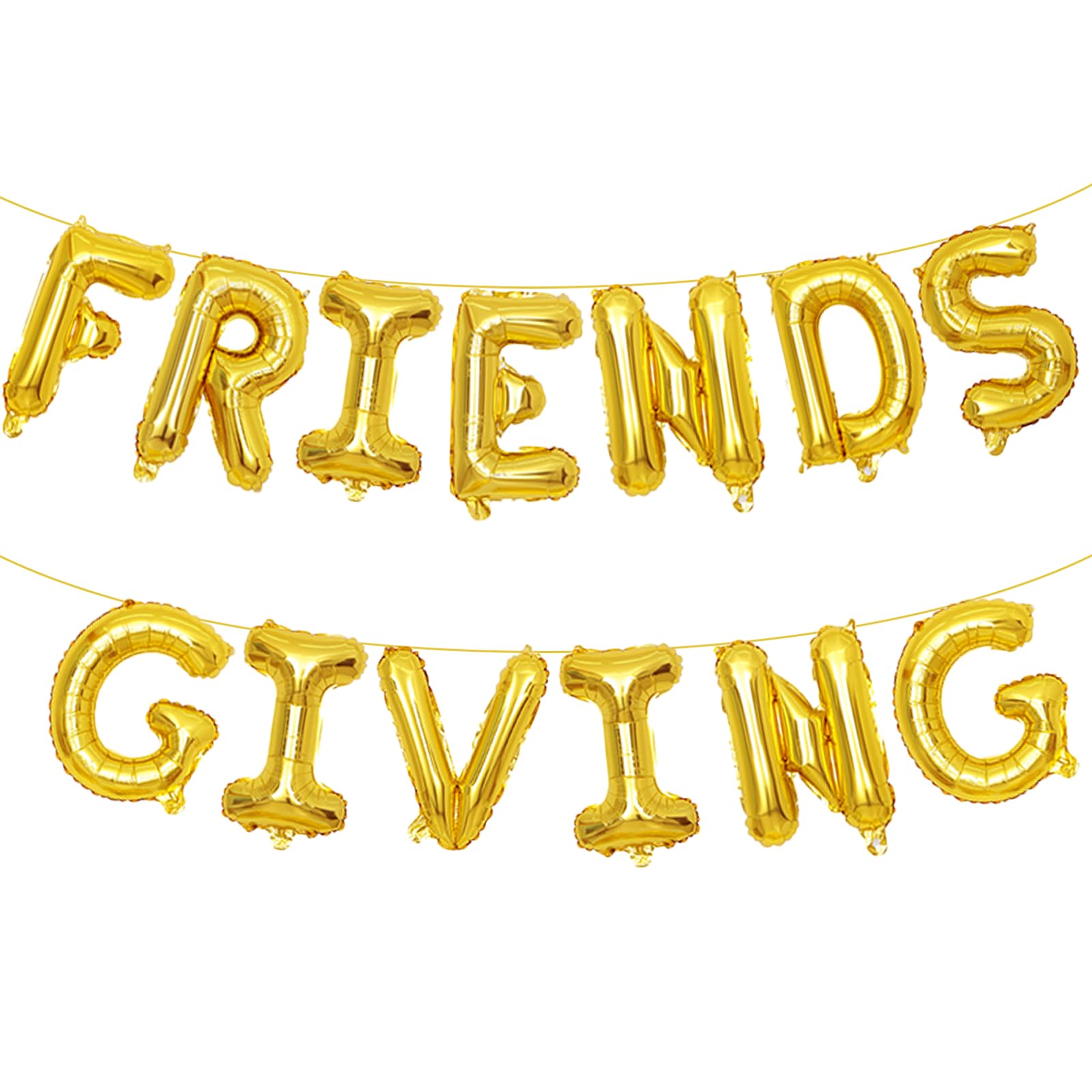 Photo 1 of 16 Inches FRIENDSGIVING Balloons Hanging Banner Decorations, Aluminum Foil Letter Balloons for Friendsgiving, Thanksgiving Day, Autumn, Fall Celebration Party Supplies (Gold)