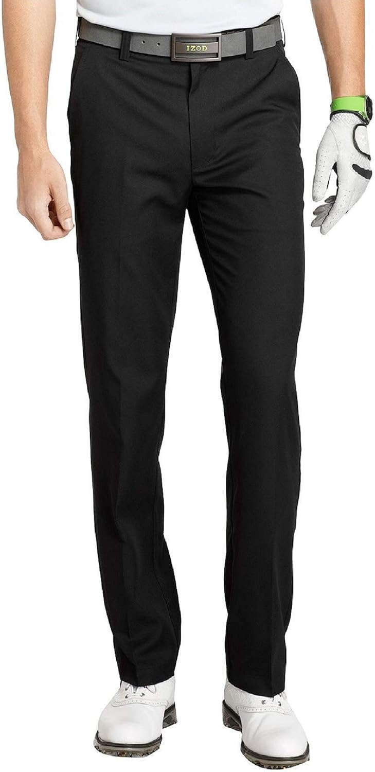 IZOD Men's Flat Front Traditional Slim Fit Basic Microtwill Golf Pant at  Men’s Clothing store