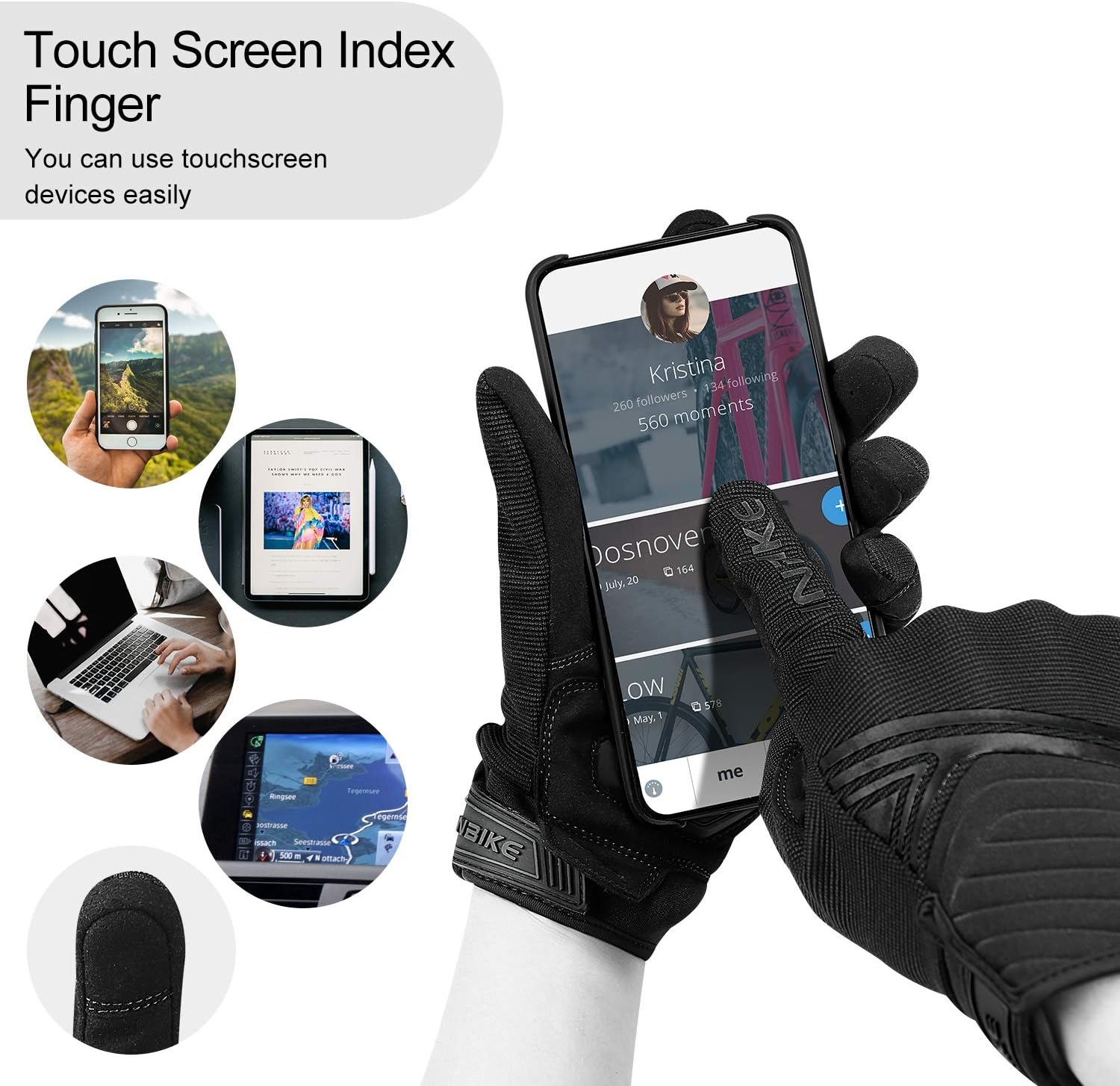 INBIKE Breathable Mesh Motorcycle Gloves Touchscreen With TPR Palm Pad Hard Knuckle Black Large: Automotive