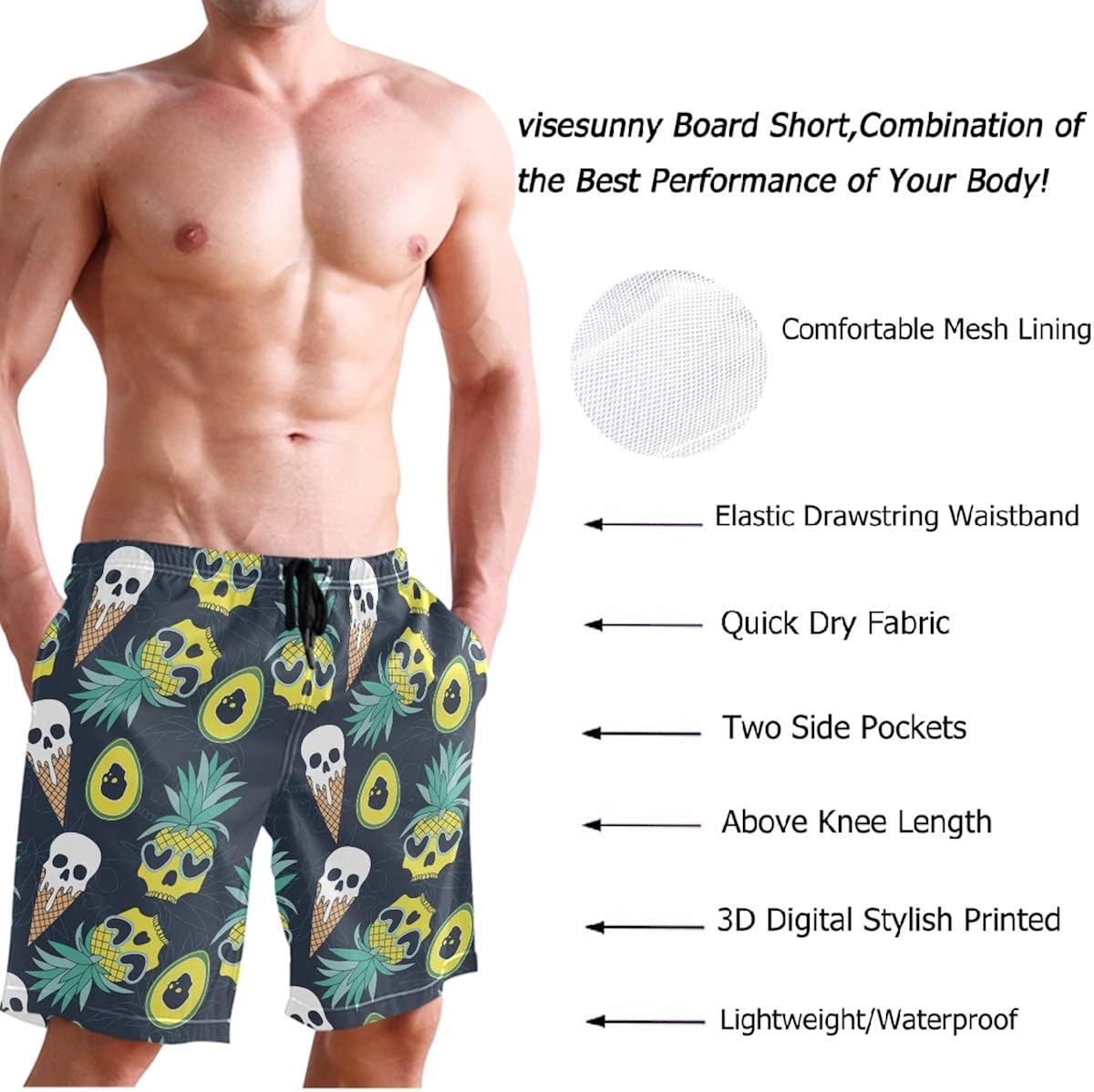 mens skull bathing suits