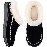 Zigzagger Women's Moccasin Slip-On Fuzzy Slippers - House Shoes Indoor Outdoor with Microsuede & Fluffy Fur Fleece, Cozy Warm Comfy Memory-Foam Loafer