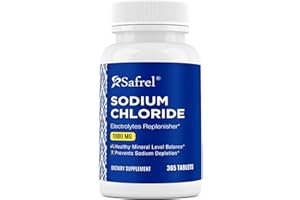 Safrel Sodium Chloride Tablets 1000 mg | 365 Count | Normal Salt Tablets | Electrolytes Replenisher | Hydration Drink | Vegan, Gluten Free | Made in USA