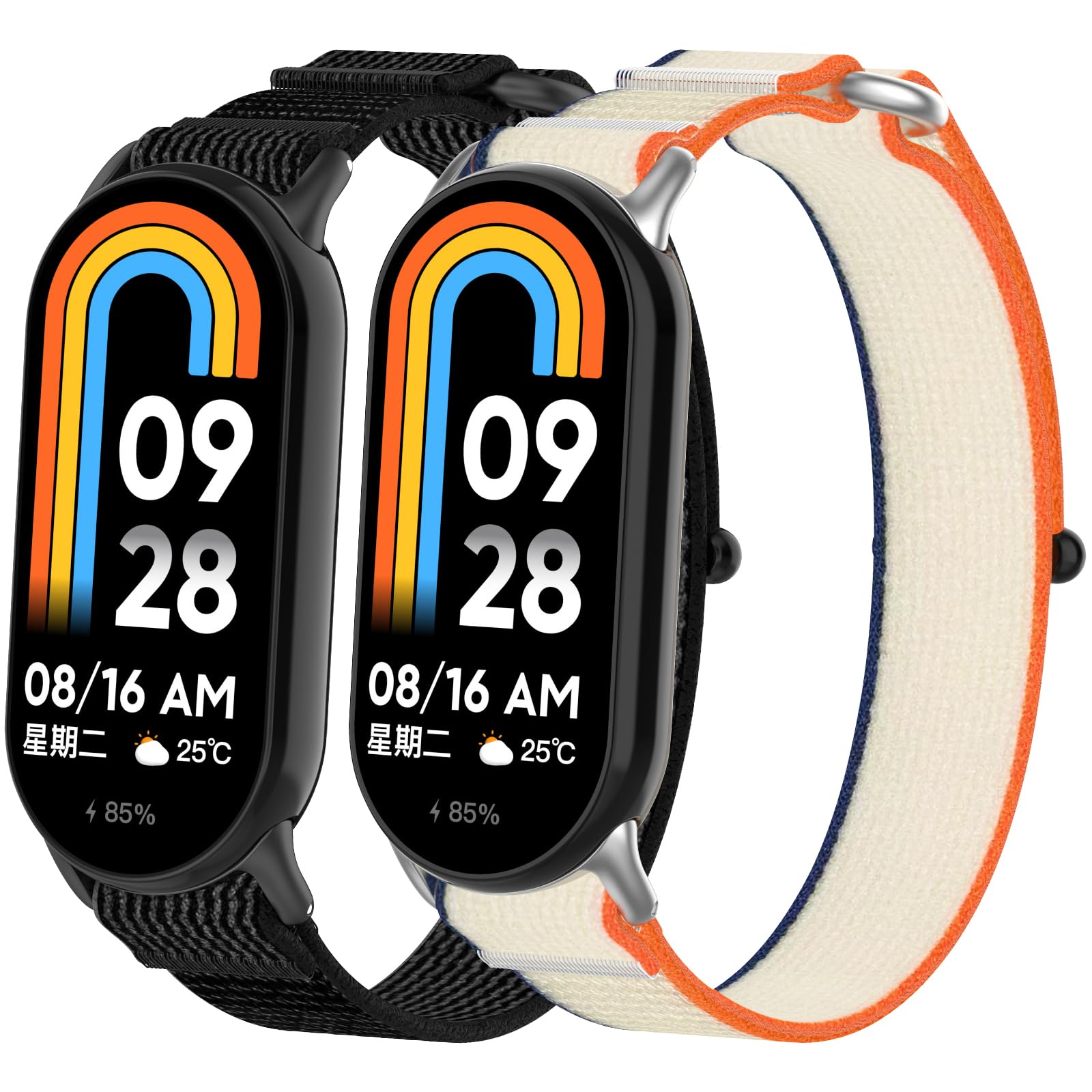 RenSheng 2 PCS Nylon Strap For Xiaomi Mi Band 8 Straps,Soft and comfortable Woven Strap Compatible with Xiaomi Mi Band 8 Band Replacement Strap