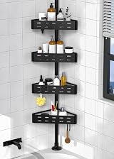 KEGII Telescopic Shower Caddy Corner Black Shower Shelf Bathroom Storage