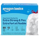 Amazon Basics Ultra-Force Tall Kitchen Drawstring Trash Bags, Classic Clean Scented, 13 Gallon, 80 Count, Pack of 1, Packaging May Vary
