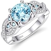 AVECON 2CT 5A Round Birthstone Rings for Women, Celtic Knot Infinity | 925 Sterling Silver Hypoallergenic, White Gold Plated Statement Promise Ring, Gifts for Anniversary, Size 6-10