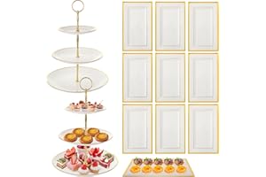 ABuff 12 PCS Cupcake Stand Plastic Dessert Table Display Set, 2PCS 3 Tier Cake Stand Holder Cake Display Tower Rack and 10PCS
