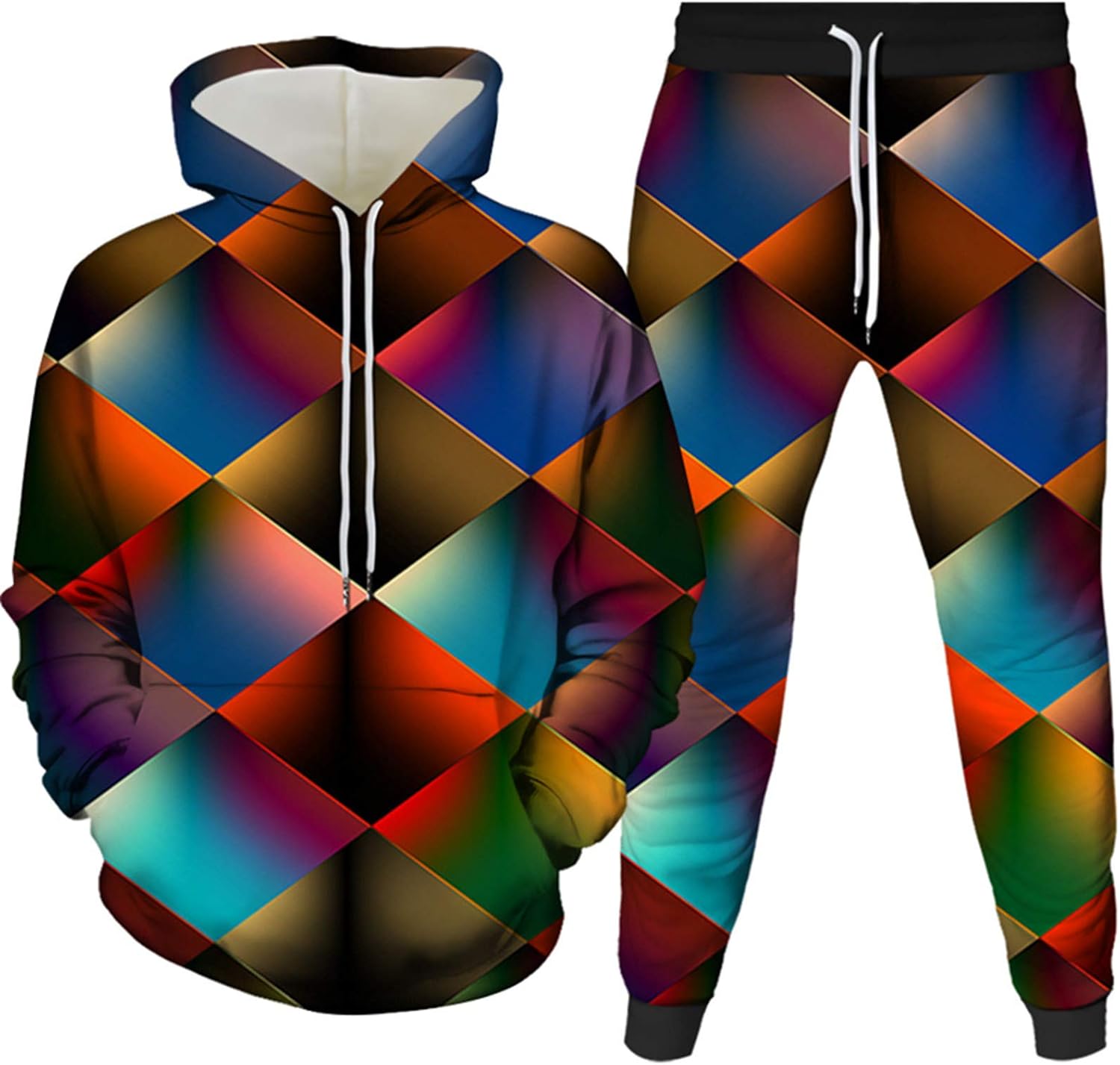 3D Hoodies Geometry Hoodie Hombres Cube Hoody Anime Colorful Hooded