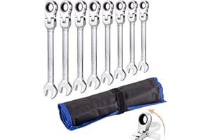Qnkaa Flexible Ratchet Wrench Set 8pcs 9-17mm Spanner Gear Ring Ratcheting Combination Flexi Wrenches Kit Metric Flex Head