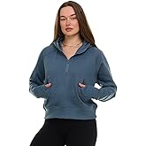 MODERN BASICS Womens Half Zip Hoodie - Fleece Cropped Sweatshirt for Women, Quarter Zip Up Pullover