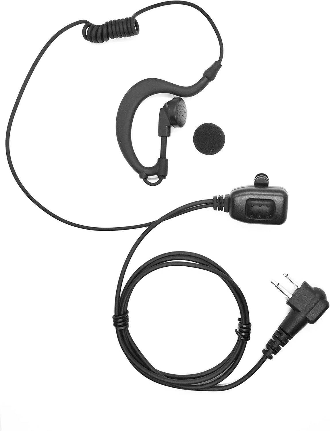 COMPATIBLE WITH Motorola Radio 2 Pin Earpiece (Police Style G-Shape Headset with PTT Microphone) Hytera CP040 CP200 XTNi DTR VL50
