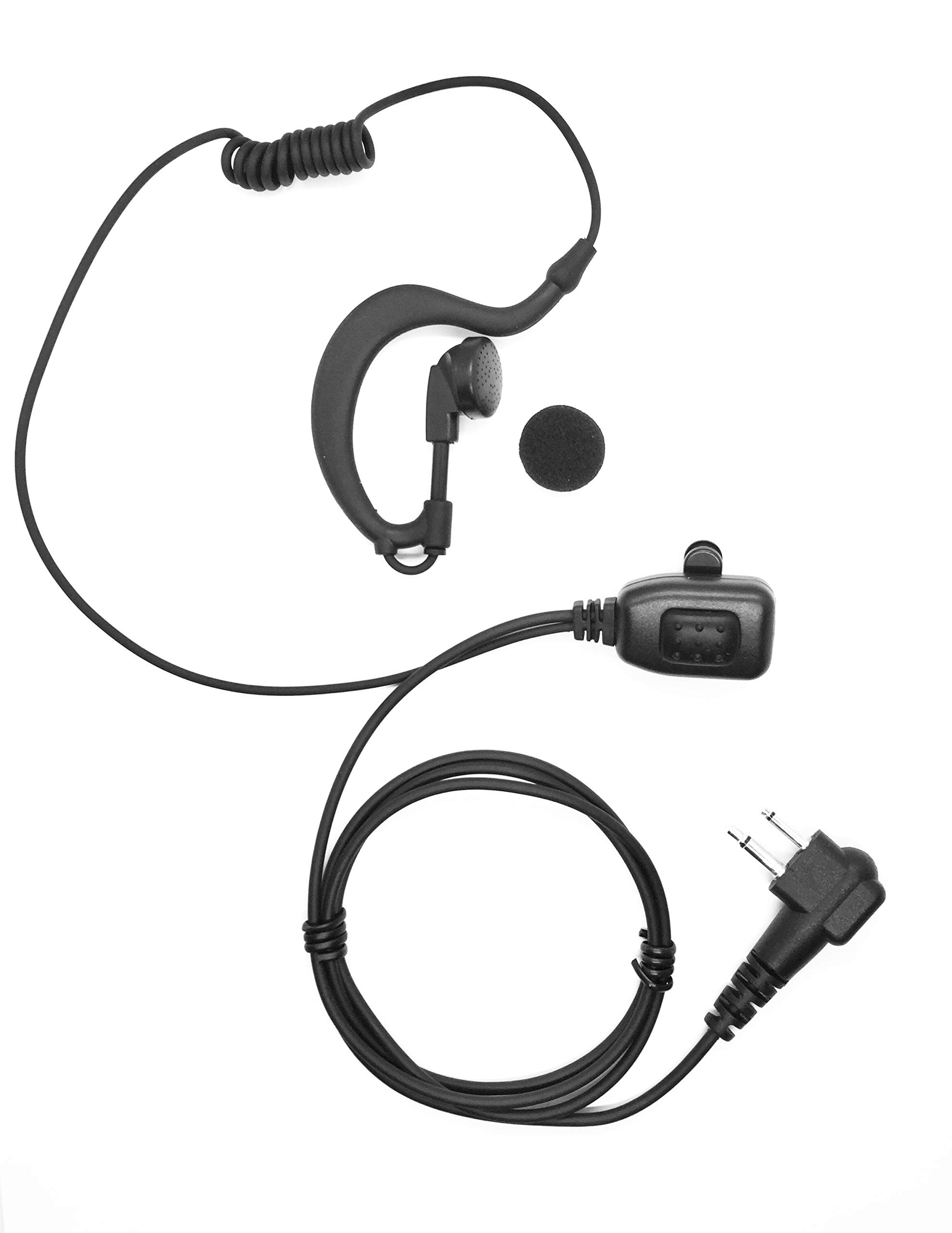 COMPATIBLE WITH Motorola Radio 2 Pin Earpiece (Police Style G-Shape Headset with PTT Microphone) Hytera CP040 CP200 XTNi DTR VL50