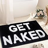 KOEXM Get Naked Bath Mat Cute Bathroom Rugs 16" x 24" Non Slip Absorbent Black Bath Rug for Bathroom Floor and Shower Funny D