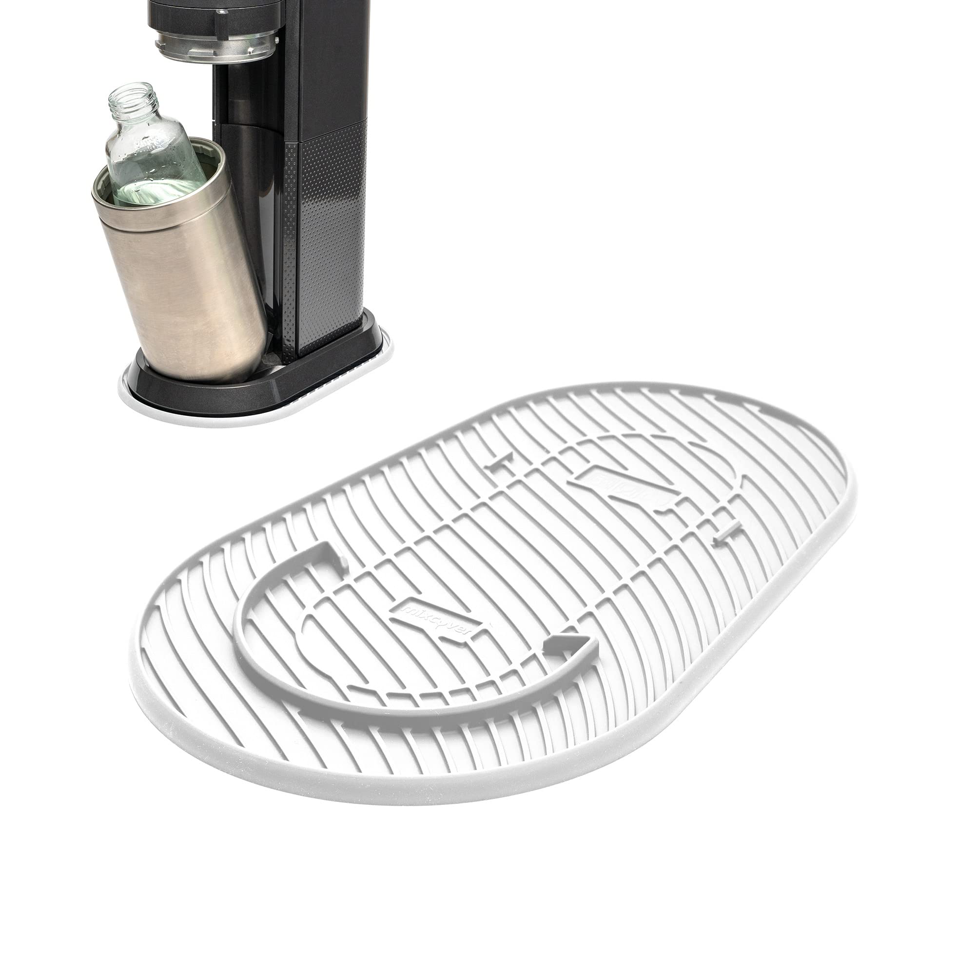 Mixcover Silicone mat, drip mat, coaster compatible with SodaStream Duo, drip protection mat, drip tray, drip tray, non-slip silicone, colour: white