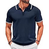 COOFANDY Men's Knit Polo Shirts Short Sleeve Casual Button Golf Polo Shirts Collared T Shirt