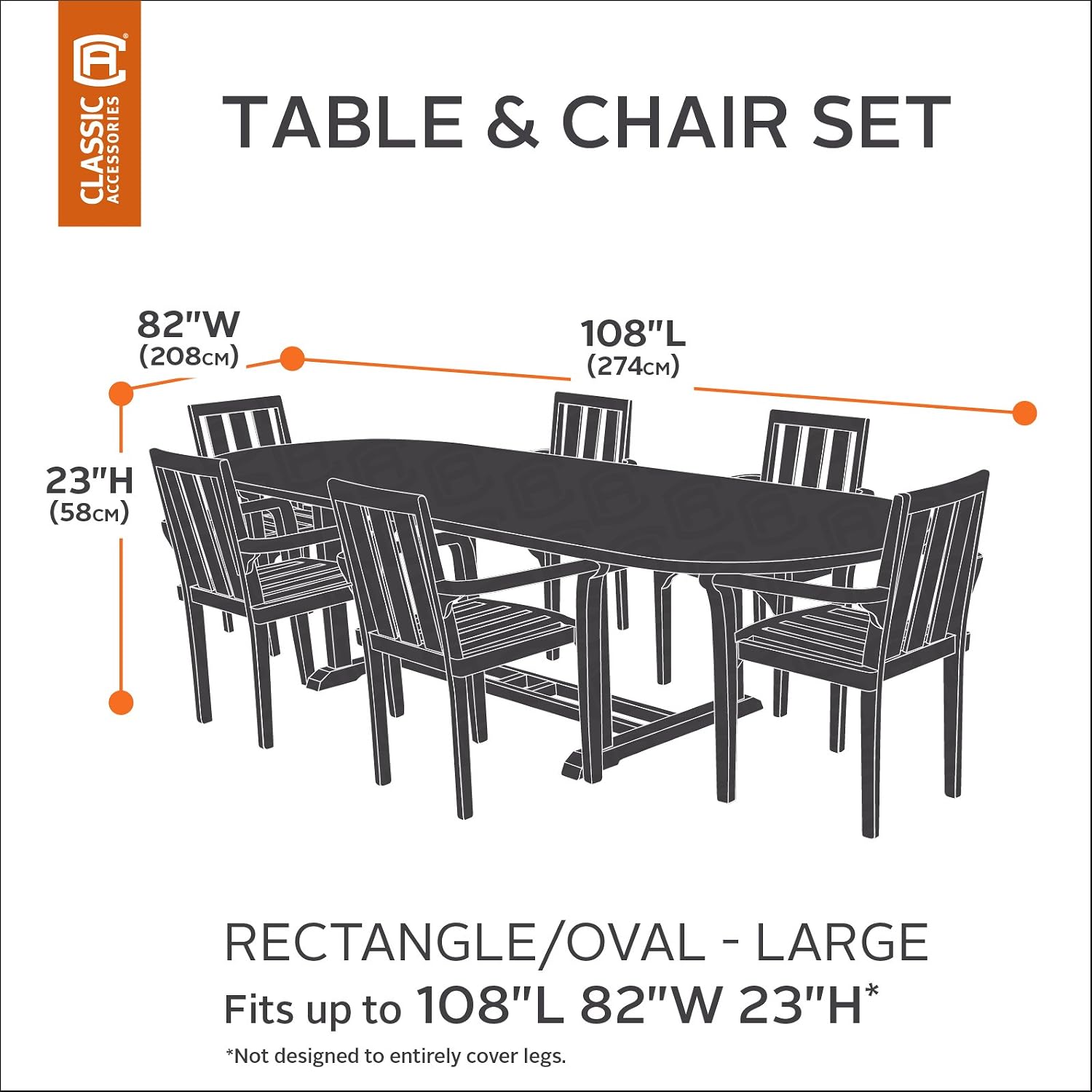 Amazon Com Classic Accessories 55 256 011001 00 Belltown Outdoor Rectangular Oval Patio Table Patio Chair Set Cover Weather And Water Resistant Large Grey Garden Outdoor