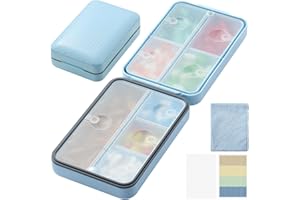 OUVBTX 8 Grids Large Capacity Pill Organizer with Labels and Storage Bag, Airtight Medicine Case for Traveling Portable Pharmacy Box Vitamin Container 8 Compartment Supplement Medication Holder Daily, Blue