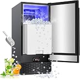 RAPSUAR Under Counter Ice Maker, Ice Maker Machine Commercial, 120Lbs/24H with 35lbs Storage Bin, 40Pcs Cubes in 10Mins, Built in Ice Machine for Home Office Commercial