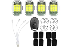 QUINCRY Wireless LED Strobe Light with Remote, High Brightness 7 Colors USB Rechargeable Flashing Lights for Car, Trucks, Motorcycle, Bike, Vehicles, Drone, Riding Anti-Collision Night Signal Light (4Pcs)