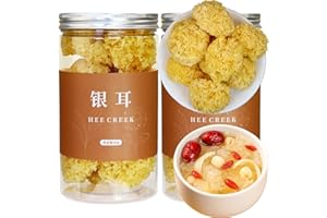 Hee Creek White Snow Fungus Mushroom 4.23oz / 120g Rootless Dried Snow Fungus Tremella Fuciformis Mushroom, 去根白银耳 特级雪银耳