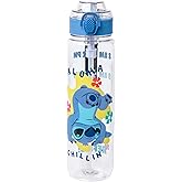 Silver Buffalo Disney Lilo and Stitch Aloha Chillin' Hydration Tracker Schedule Plastic Water Bottle with Locking Lid and Strap, 33 Ounces